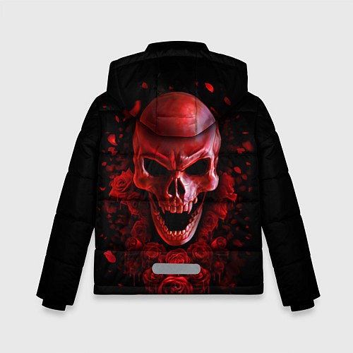 Зимняя куртка для мальчика Красный череп в кровавых розах / 3D-Черный – фото 2