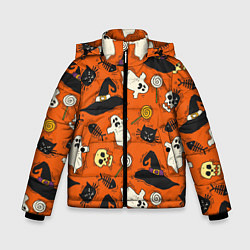 Куртка зимняя для мальчика Хэллоуинские шалости, цвет: 3D-черный