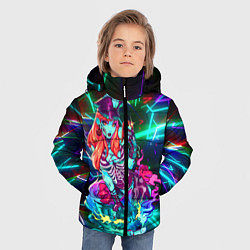 Куртка зимняя для мальчика Неоновая ведьма с волком, цвет: 3D-черный — фото 2