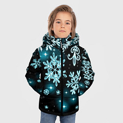 Куртка зимняя для мальчика Космические снежинки цвета 3D-черный — фото 2