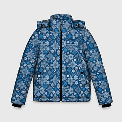 Куртка зимняя для мальчика Снежные Узоры на Новый Год, цвет: 3D-черный