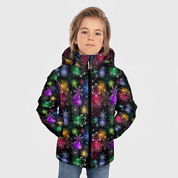 Куртка зимняя для мальчика Снежинки в разных цветах, цвет: 3D-черный — фото 2