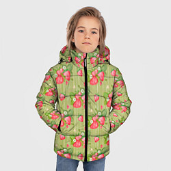 Куртка зимняя для мальчика Клубничка паттерн, цвет: 3D-черный — фото 2