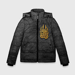 Куртка зимняя для мальчика Волчий отпечаток золотом Символ Велеса, цвет: 3D-светло-серый