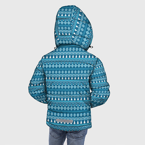 Зимняя куртка для мальчика Новогодний узор сине-белого цвета / 3D-Светло-серый – фото 4