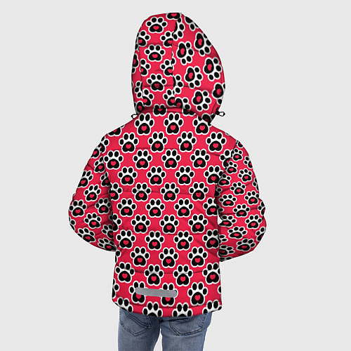 Зимняя куртка для мальчика Следы от Лап с Сердечками / 3D-Красный – фото 4