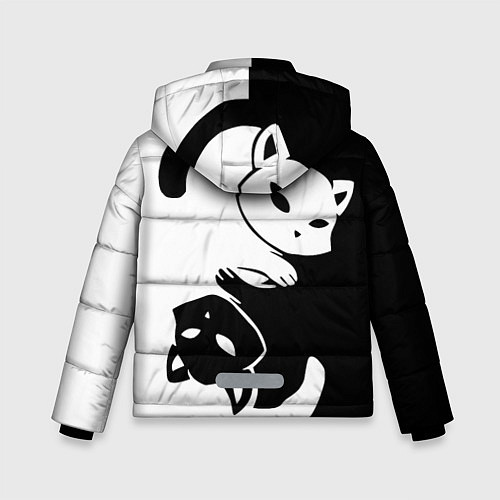 Зимняя куртка для мальчика Черный и белый кот кувыркаются / 3D-Светло-серый – фото 2
