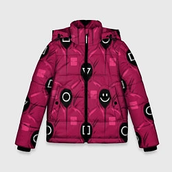 Куртка зимняя для мальчика СОТРУДНИКИ ИГРЫ В КАЛЬМАРА Squid Game, цвет: 3D-красный