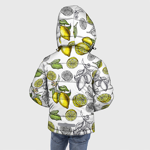 Зимняя куртка для мальчика Лимонный паттерн / 3D-Светло-серый – фото 4