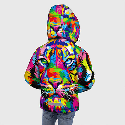 Зимняя куртка для мальчика Тигр в стиле поп-арт / 3D-Красный – фото 4