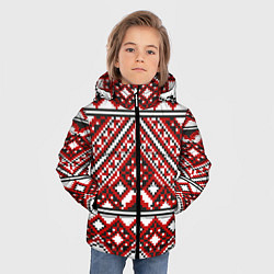Куртка зимняя для мальчика Русский узор, геометрическая вышивка, цвет: 3D-красный — фото 2