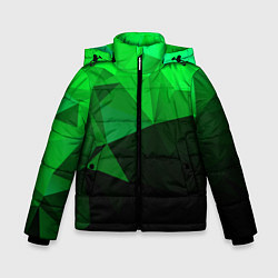 Куртка зимняя для мальчика Изумрудный Зеленый Геометрия, цвет: 3D-черный