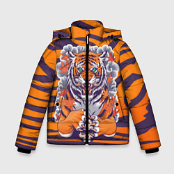 Куртка зимняя для мальчика Тигр с черепом, цвет: 3D-красный