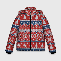 Куртка зимняя для мальчика New Year Pattern, цвет: 3D-черный