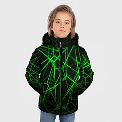 Куртка зимняя для мальчика ЯДОВИТЫЕ ЛИНИИ ЗЕЛЕНЫЙ ГЕОМЕТРИЯ, цвет: 3D-черный — фото 2
