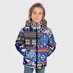 Куртка зимняя для мальчика НОВОГОДНИЙ УЗОР ОЛЕНИ И МЕДВЕДИ НОВЫЙ ГОД 2022, цвет: 3D-черный — фото 2