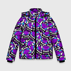 Куртка зимняя для мальчика Geometry Dash: Violet Pattern, цвет: 3D-светло-серый