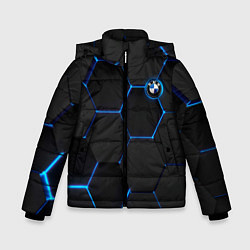 Куртка зимняя для мальчика BMW blue neon theme, цвет: 3D-светло-серый