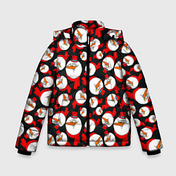 Куртка зимняя для мальчика Злые снеговики в цилиндрах, цвет: 3D-красный