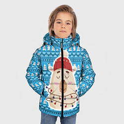 Куртка зимняя для мальчика Медведь в гирляндах Новый год, цвет: 3D-светло-серый — фото 2
