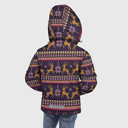 Зимняя куртка для мальчика Новогодний свитер c оленями 2 / 3D-Красный – фото 4