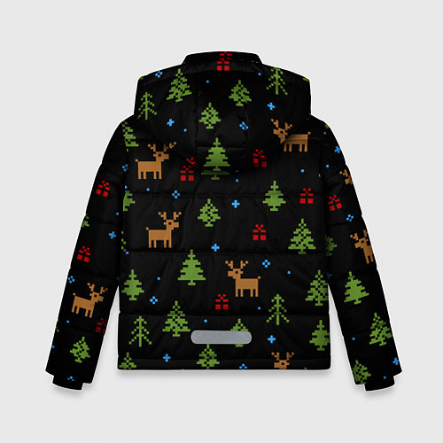 Зимняя куртка для мальчика Новогодние олени и елки / 3D-Черный – фото 2