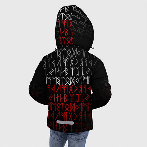 Зимняя куртка для мальчика Славянская символика Руны / 3D-Красный – фото 4