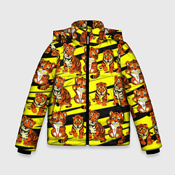 Куртка зимняя для мальчика Няшные Тигрята, цвет: 3D-черный