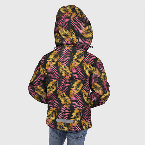Зимняя куртка для мальчика Тропические листья pink / 3D-Красный – фото 4