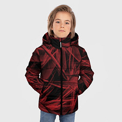 Куртка зимняя для мальчика Красная абстракция цветы, цвет: 3D-красный — фото 2