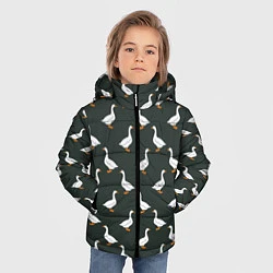 Куртка зимняя для мальчика Гуси паттерн, цвет: 3D-черный — фото 2
