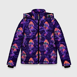 Куртка зимняя для мальчика Грибы психоделика, цвет: 3D-черный