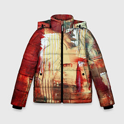 Куртка зимняя для мальчика Мазки краски красный, цвет: 3D-красный