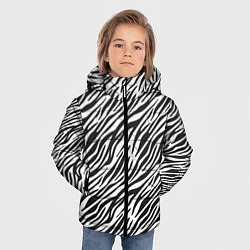 Куртка зимняя для мальчика Чёрно-Белые полоски Зебры, цвет: 3D-светло-серый — фото 2
