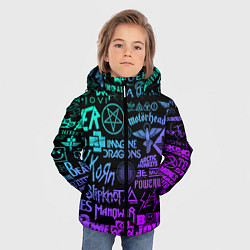 Куртка зимняя для мальчика ЛОГОТИПЫ РОК ГРУПП НЕОН ROCK NEON, цвет: 3D-черный — фото 2