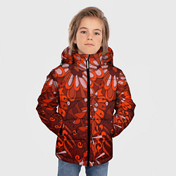 Куртка зимняя для мальчика Красные цветы абстракция, цвет: 3D-красный — фото 2