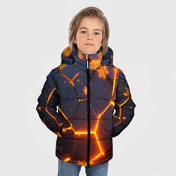 Куртка зимняя для мальчика НОВОГОДНИЕ ОГНЕННЫЕ 3D ПЛИТЫ FIRE NEON HEXAGON, цвет: 3D-красный — фото 2