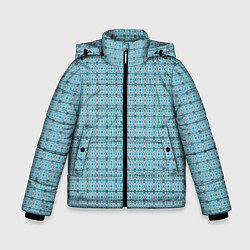 Куртка зимняя для мальчика Новогодний узор голубой, цвет: 3D-черный