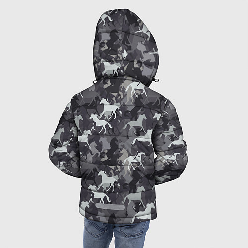 Зимняя куртка для мальчика Табун Лошадей / 3D-Светло-серый – фото 4