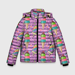 Куртка зимняя для мальчика Радужное мороженое, цвет: 3D-черный