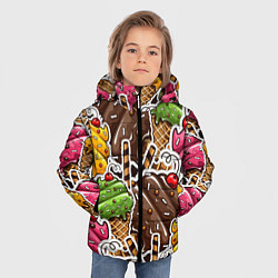 Куртка зимняя для мальчика Шоколадные сладости Мороженое, цвет: 3D-черный — фото 2