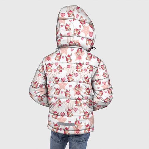 Зимняя куртка для мальчика Маленькие единороги паттерн / 3D-Красный – фото 4