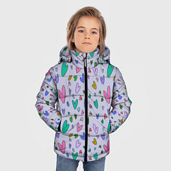 Куртка зимняя для мальчика Сиреневые сердечки, цвет: 3D-красный — фото 2