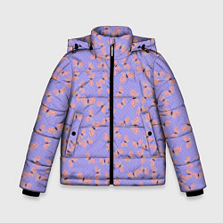 Куртка зимняя для мальчика Бабочки паттерн лиловый, цвет: 3D-светло-серый