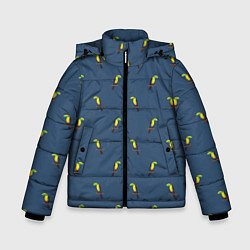 Куртка зимняя для мальчика Тукан паттерн, цвет: 3D-светло-серый