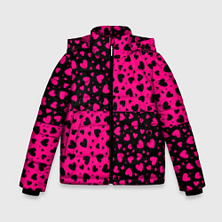 Куртка зимняя для мальчика Черно-Розовые сердца, цвет: 3D-красный
