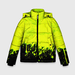 Куртка зимняя для мальчика НЕОНОВЫЕ БРЫЗГИ КРАСКИ, цвет: 3D-черный