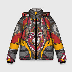 Куртка зимняя для мальчика Этника Волк Узоры, цвет: 3D-светло-серый