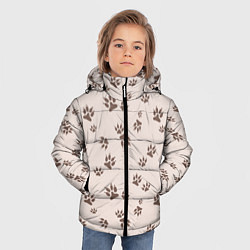 Куртка зимняя для мальчика Бежевый паттерн лапки, цвет: 3D-светло-серый — фото 2