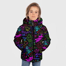 Куртка зимняя для мальчика League Of Legends - Arcane неоновые логотипы, цвет: 3D-черный — фото 2